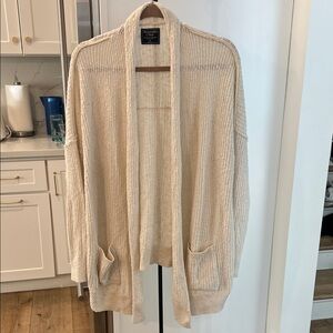 Abercrombie & Fitch Women's Cream Cardigan cotton oversized pockets sz XL